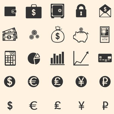 Vector set of 25 finance icons clipart