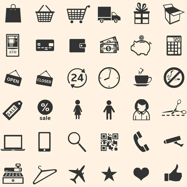 Conjunto vectorial de 36 iconos de compras — Archivo Imágenes Vectoriales