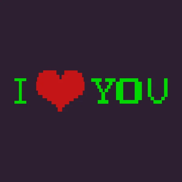 Vector pixel inscription - I love you — Stock Vector