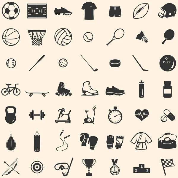 Set vettoriale di 49 icone per negozio sportivo — Vettoriale Stock