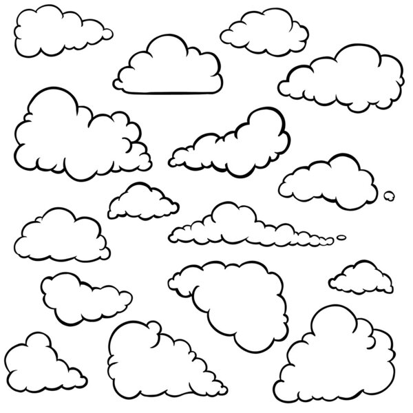 Векторный набор контурных облаков
