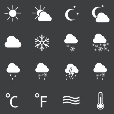 16 beyaz weather simge vektör kümesi