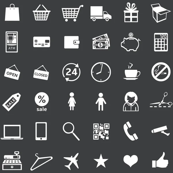 36 Beyaz alışveriş simgeler vektör kümesi