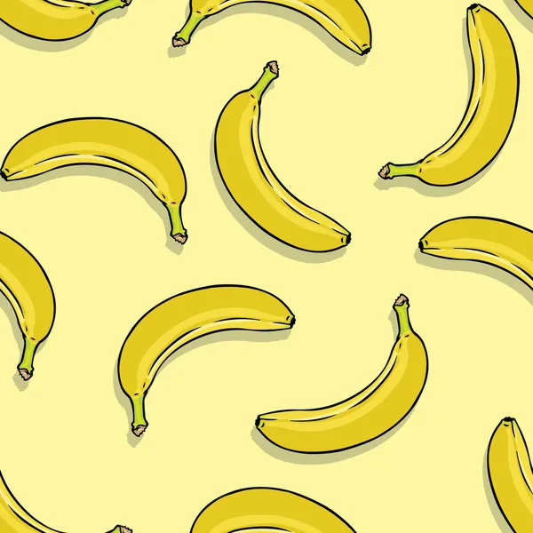 Vector seamless pattern of bananas on yellow background — Stock Vector