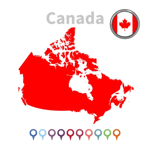 矢量地图和加拿大国旗 — 图库矢量图片