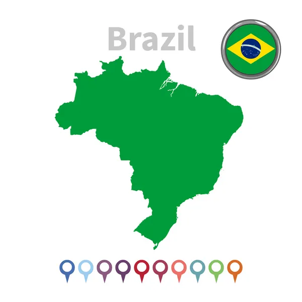 Mapa vectorial y bandera de Brasil — Vector de stock