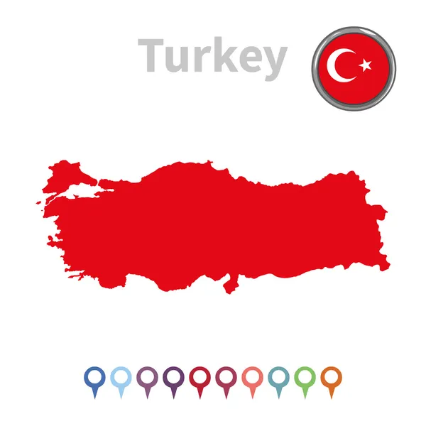 Mapa vetorial e bandeira da Turquia — Vetor de Stock