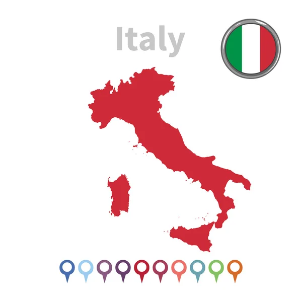 Mapa vectorial y bandera de Italia — Vector de stock