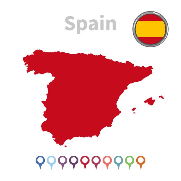 Vektorové mapy a španělská vlajka — Stockový vektor