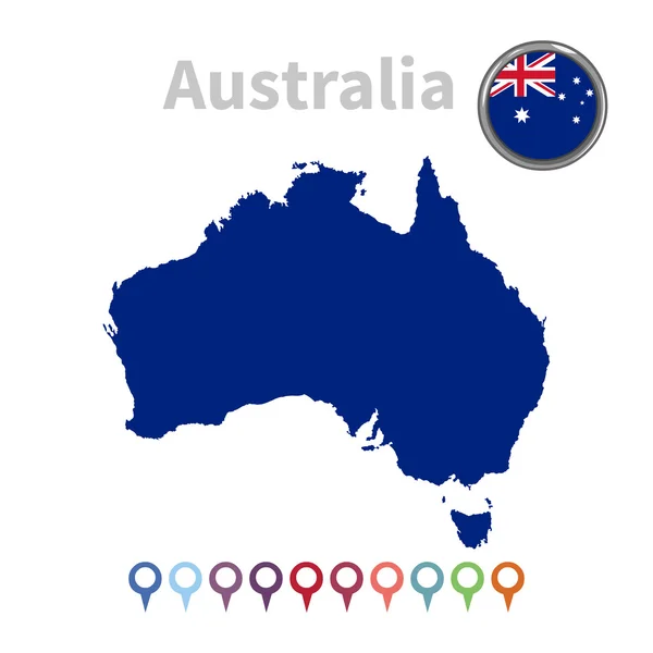 矢量地图和澳大利亚国旗 — 图库矢量图片