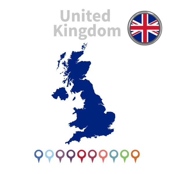 Vektorkarte und Flagge des Vereinigten Königreichs — Stockvektor