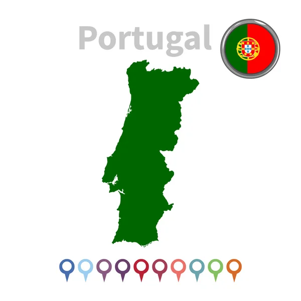 Mapa vectorial y bandera de Portugal — Vector de stock