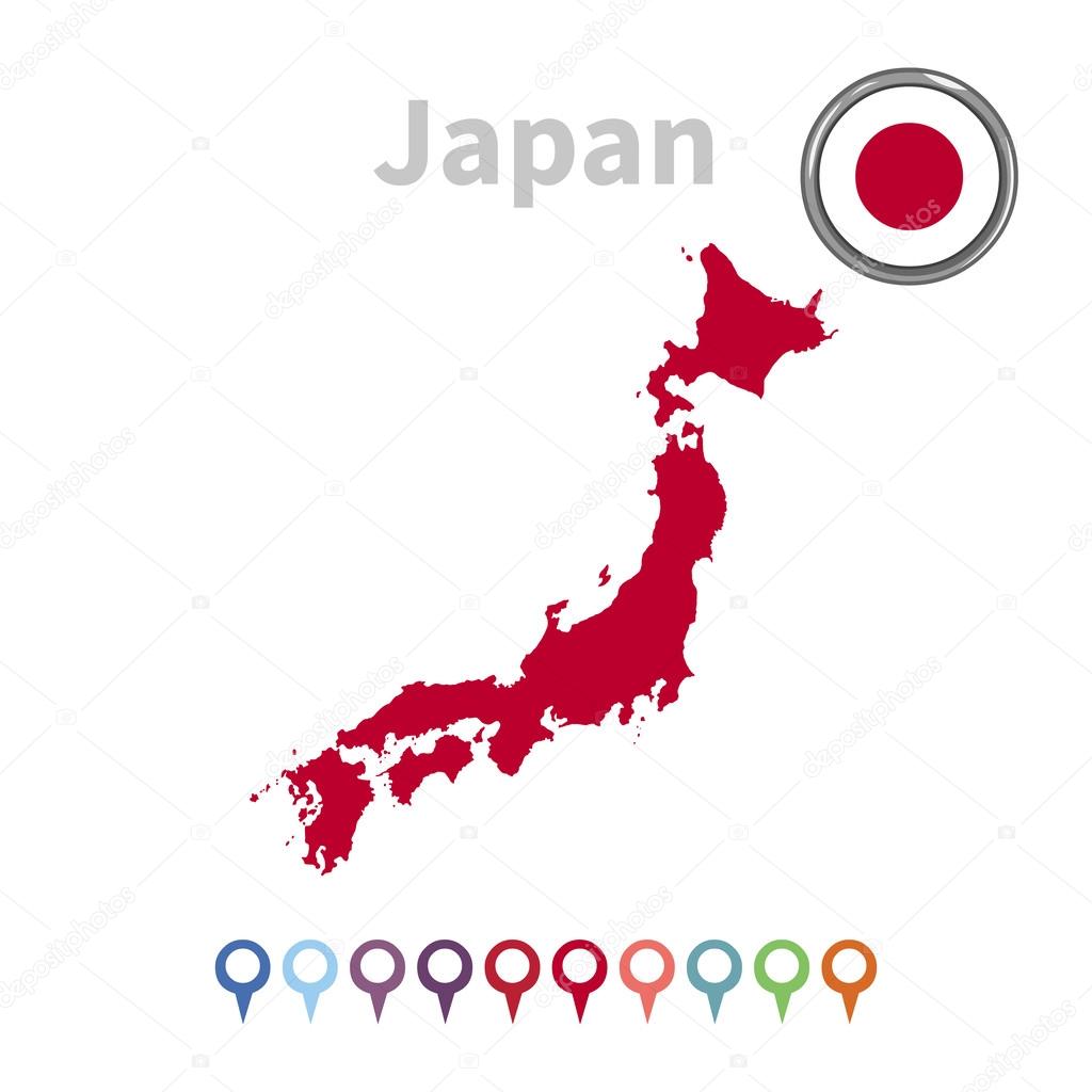 Vector map and flag of Japan