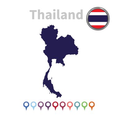 vektör harita ve Tayland bayrağı