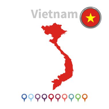 vektör harita ve vietnam bayrağı
