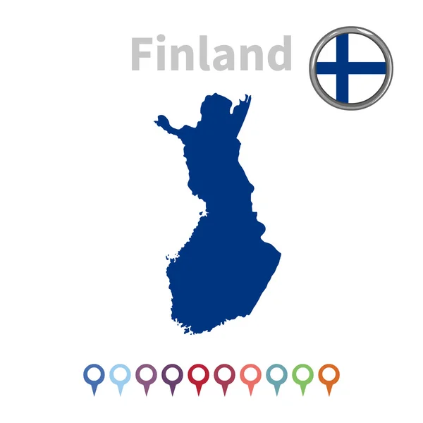 Vector χάρτη και σημαία της Φινλανδίας — Διανυσματικό Αρχείο