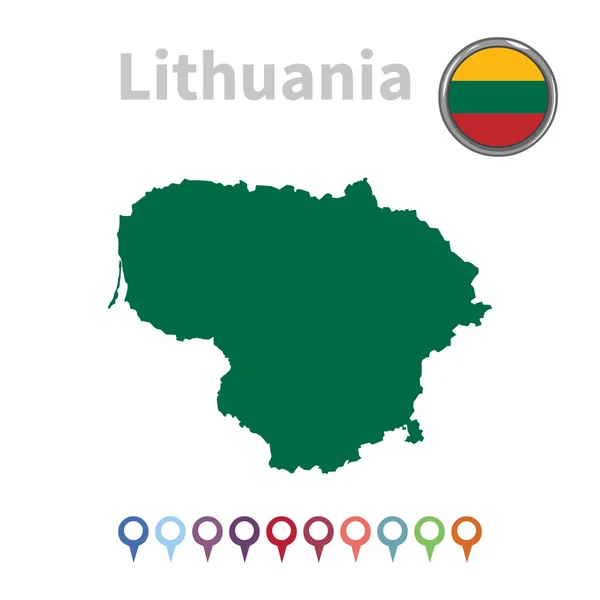 Mapa vetorial e bandeira da Lituânia — Vetor de Stock