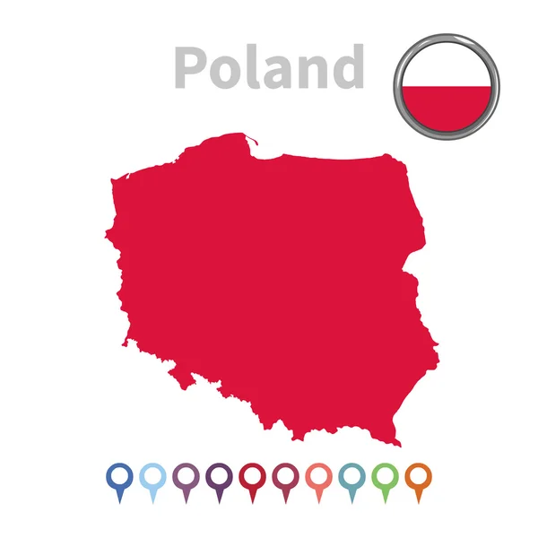 Carte vectorielle et drapeau de Pologne — Image vectorielle