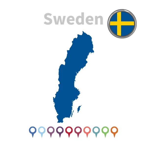 ベクトル マップとスウェーデンの旗 — ストックベクタ