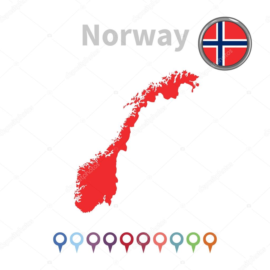 Vector map and flag of Norway