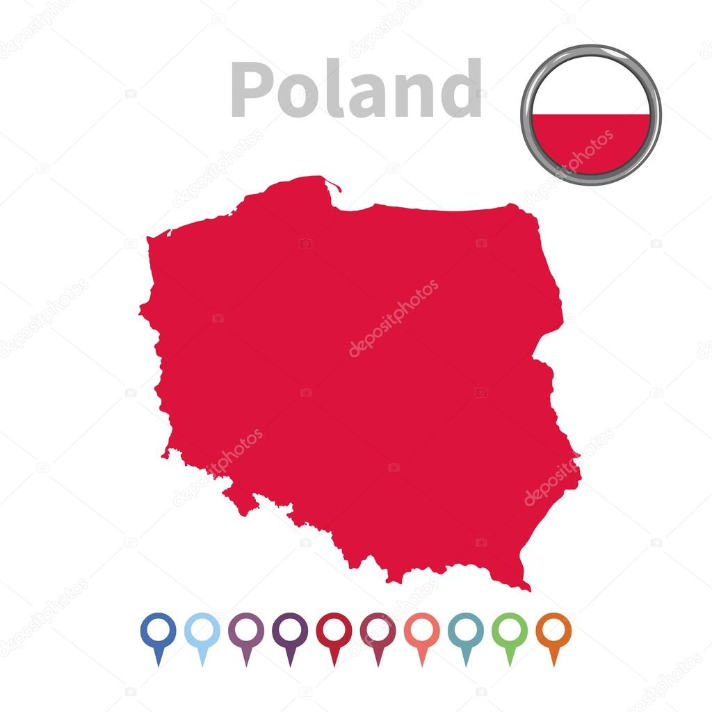 Vector map and flag of Poland