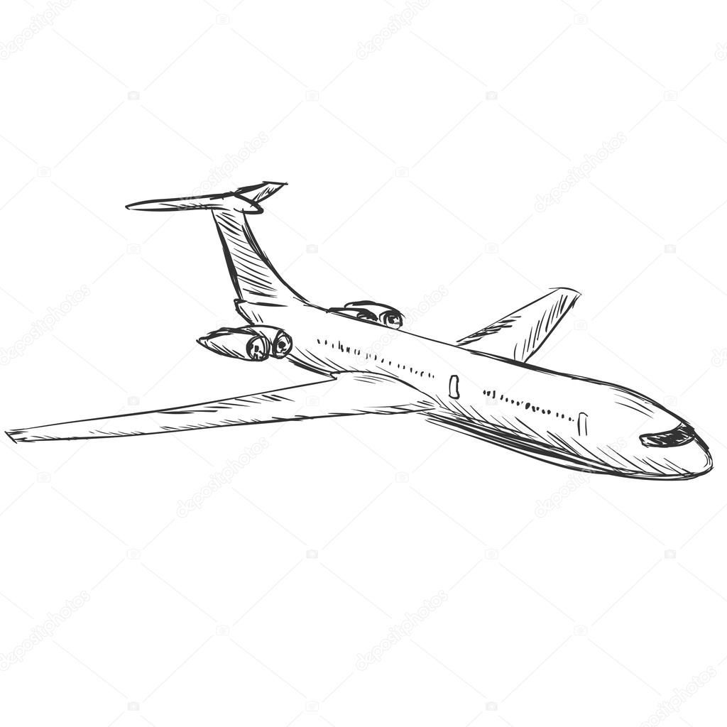 Vector Skizze Abbildung - Flugzeug — Stockvektor © nikiteev #37813779