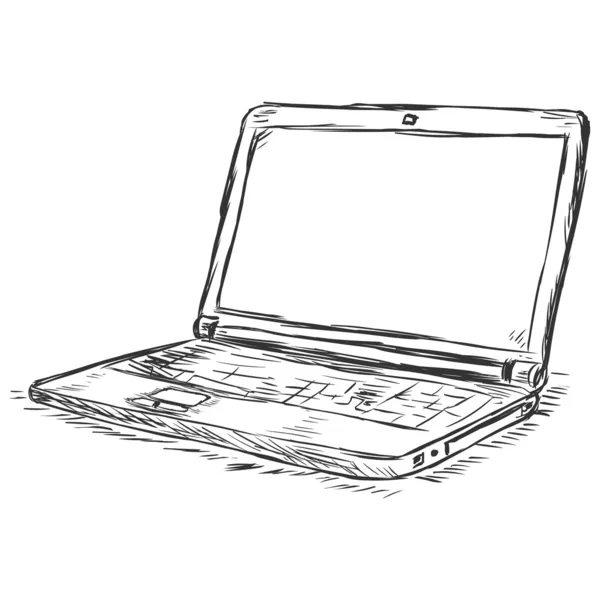 Vektor illustration av skiss - laptop — Stock vektor