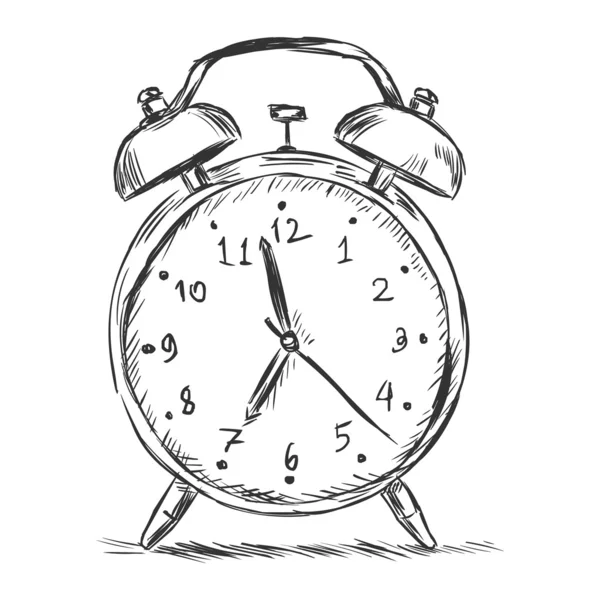 Vector sketch illustration - alarm clock — Stock Vector