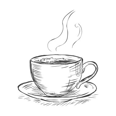 Vector Sketch Illustration - Bir fincan kahve