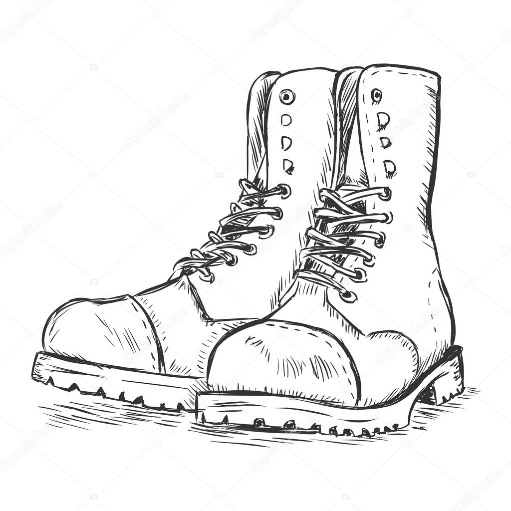 Vector sketch illustration - army boots — Stock Vector © nikiteev #37899417