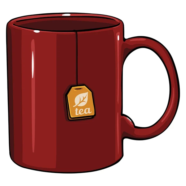 Tasse à dessin animé vectoriel avec sac à thé — Image vectorielle