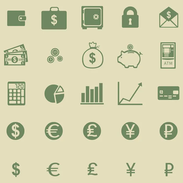 Vektor-Set mit 25 grünen Finanzsymbolen — Stockvektor