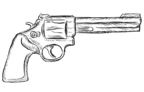 Illustrazione schizzo vettoriale - revolver — Vettoriale Stock