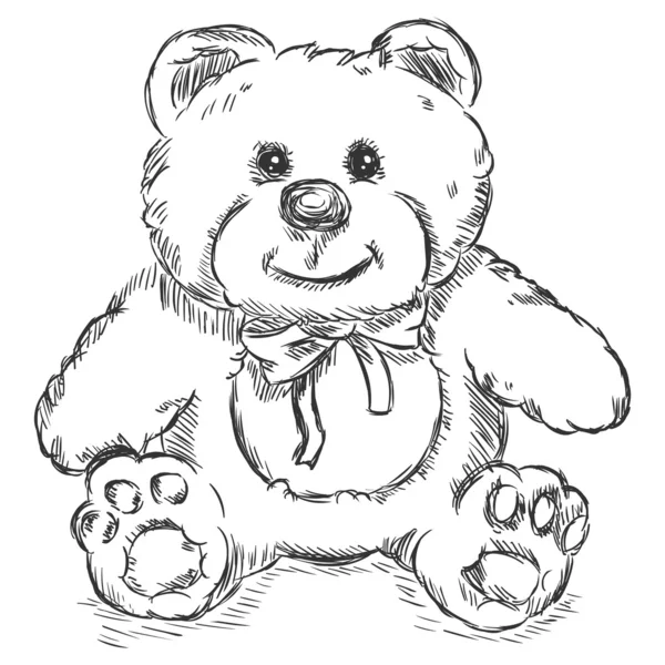 Illustration de croquis vectoriels - ours en peluche — Image vectorielle