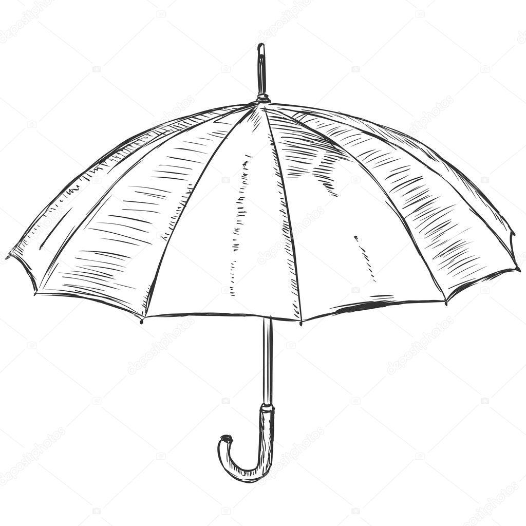 Vector sketch illustration - open umbrella
