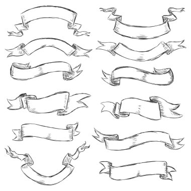 Vector set of sketch ribbons