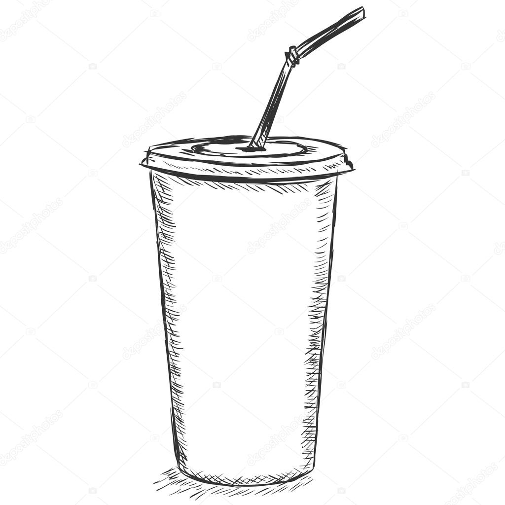 Vector sketch illustration - plastic cup