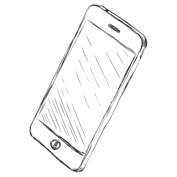 Illustrazione schizzo vettoriale - smartphone con display touchscreen — Vettoriale Stock