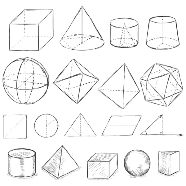 Szkic wektor zestaw brudne kształty geometryczne — Wektor stockowy