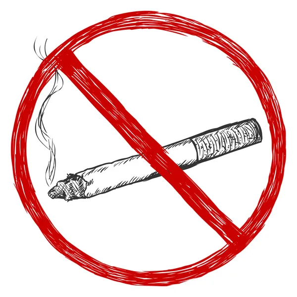 ベクトル スケッチ イラスト - 禁煙の標識 — ストックベクタ