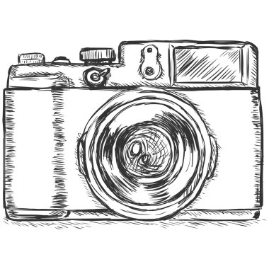 vektör kroki çizimi-fotoğraf makinesi