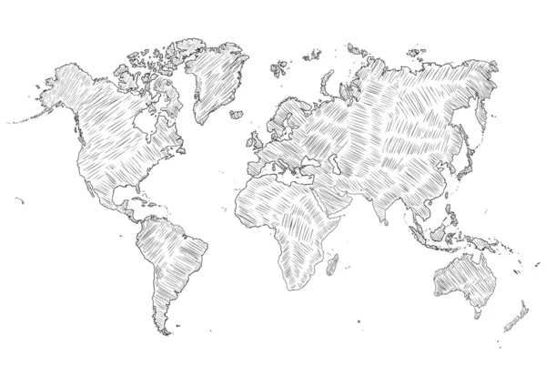 Ilustração do esboço vetorial - silhueta do mapa-mundo — Vetor de Stock