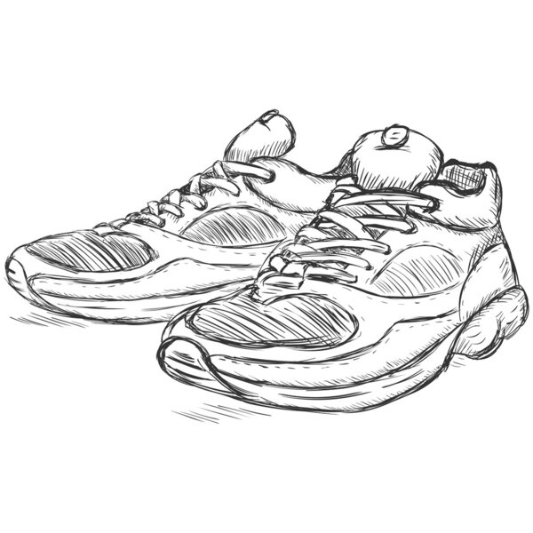 Vector sketch illustration - running shoes