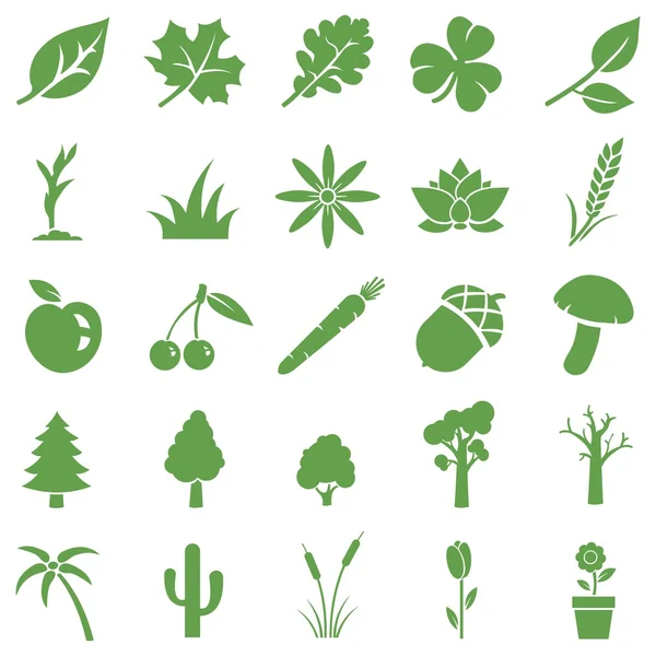 Vector set van groene planten pictogrammen — Stockvector