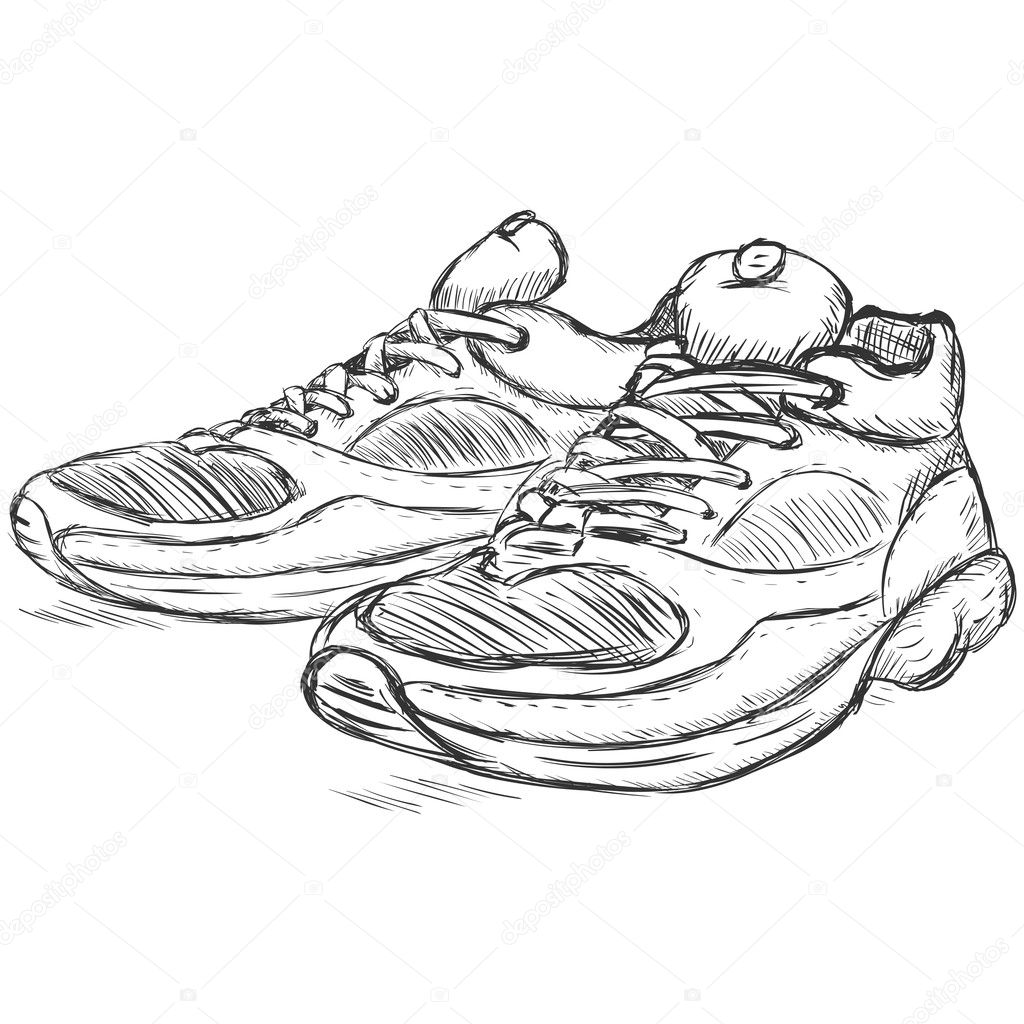 Vector sketch illustration - running shoes
