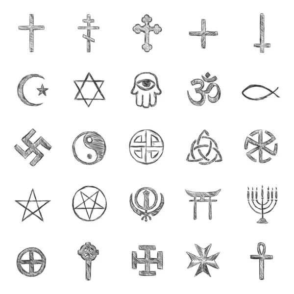 Vector set schets religieuze symbolen — Stockvector