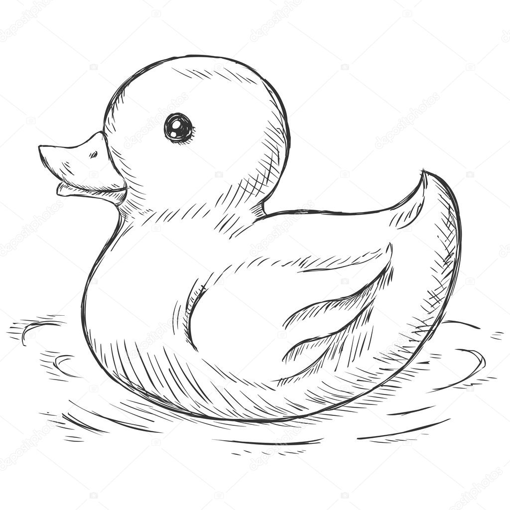 Vector sketch illustration - rubber duck for bath