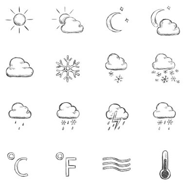 Kroki weather simge vektör kümesi