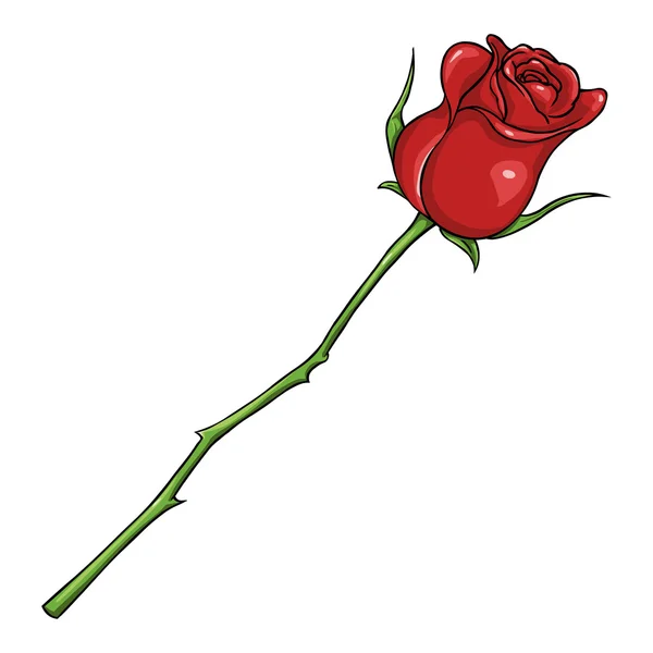 Illustration isolée de bande dessinée vectorielle - Rose rouge — Image vectorielle