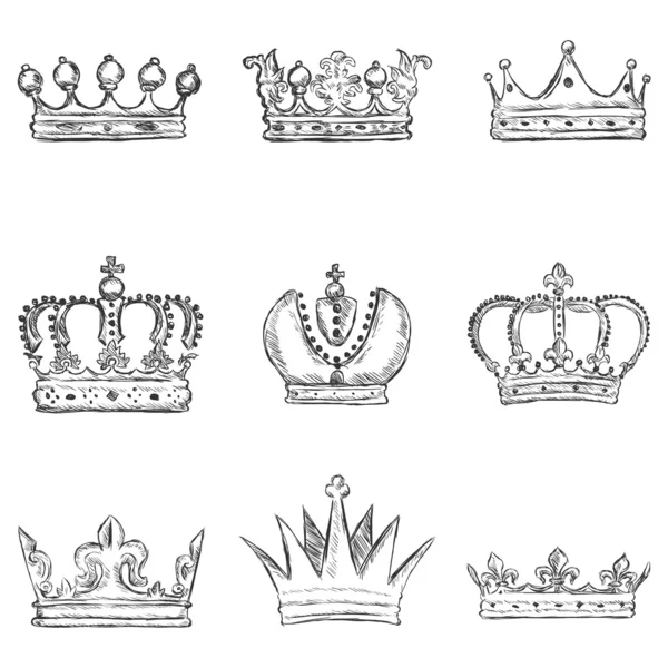 Conjunto de Vectores de Dibujos Iconos de la Corona Real — Vector de stock